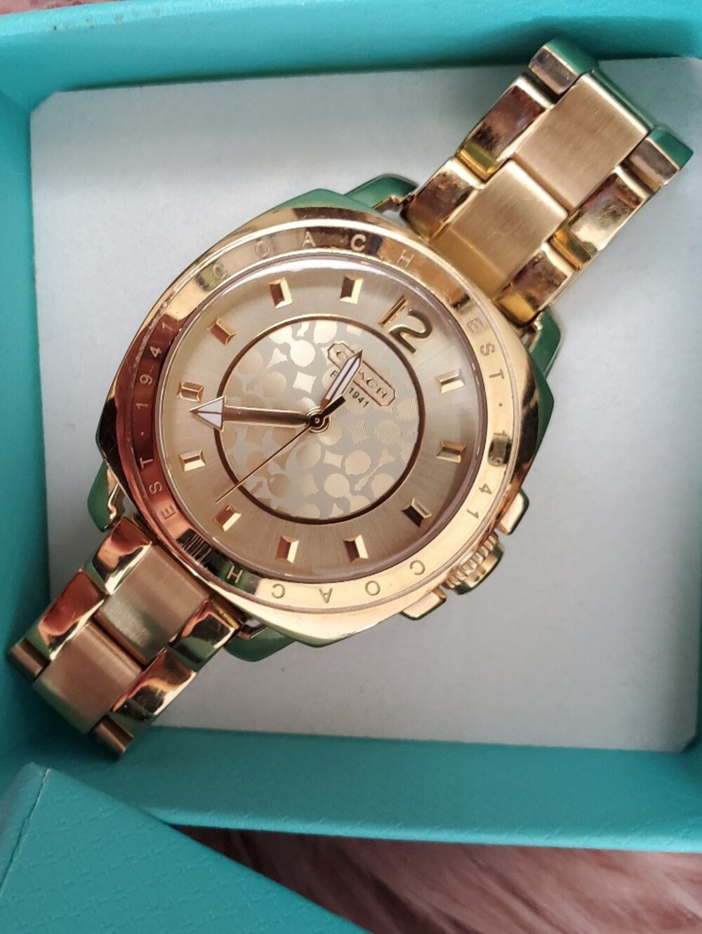 Coach- Boyfriend Mini /Gold Orig. Owner/ Like New/ Beautiful Coach Logo Face